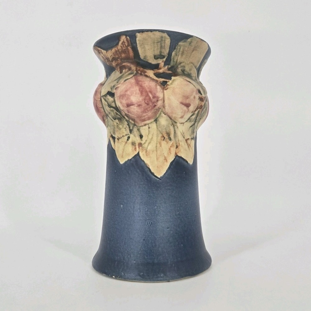 Weller Pottery Baldin Apple Blue Raised Vase 10" Antique 1915-1920 Arts Crafts